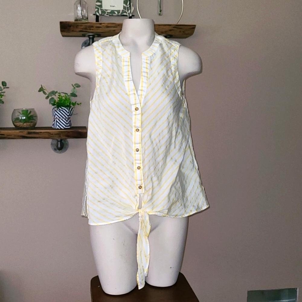 Yellow and white striped tank